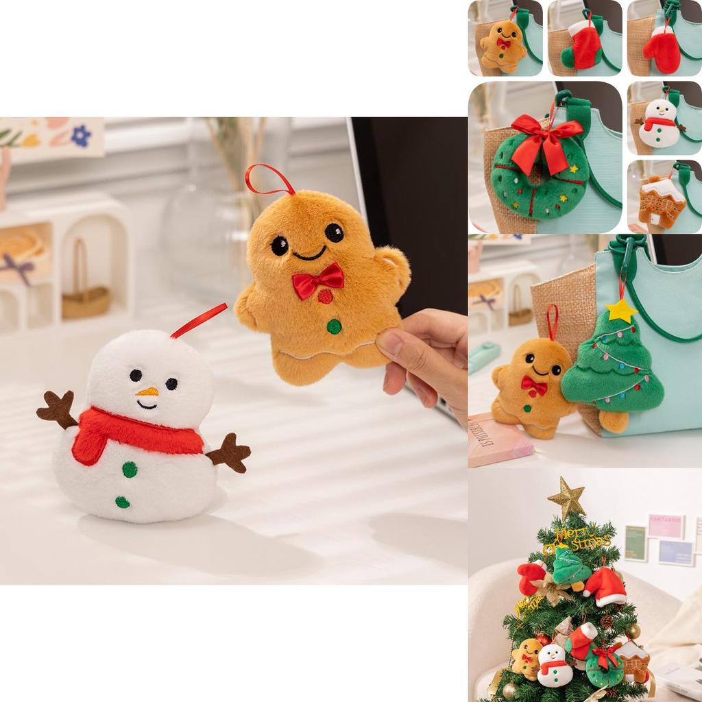 Adorable Plush Christmas Ornaments Collection Featuring Snowman Gingerbread Man Decor