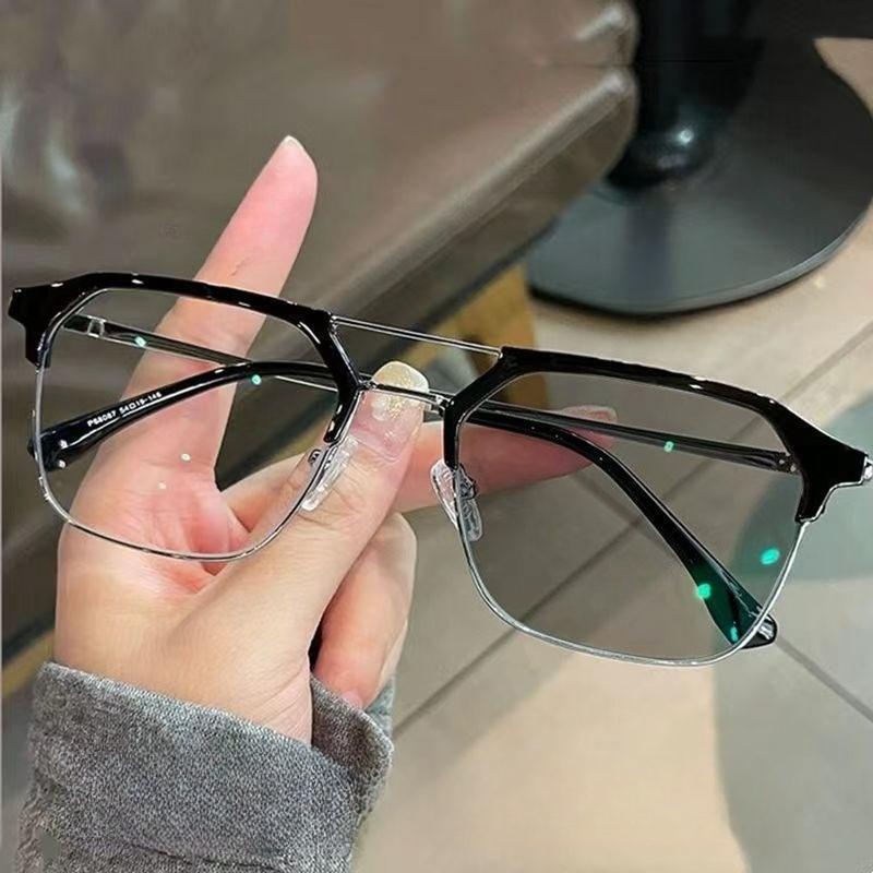 Полуободок Светочувствительные Очки для Миопии Антисиний Свет Ретро Квадратная Рамка Роскошные Изысканные Очки для Дамы и Джентльмена от 0 до -4.0 -4.0