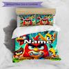 3pcs Duvet Cover Set (1*Duvet Cover + 2*Pillowcase, Without Core), Custom Name Angry Birds Pattern Bedding Set, Home Bedroom Decor Gift