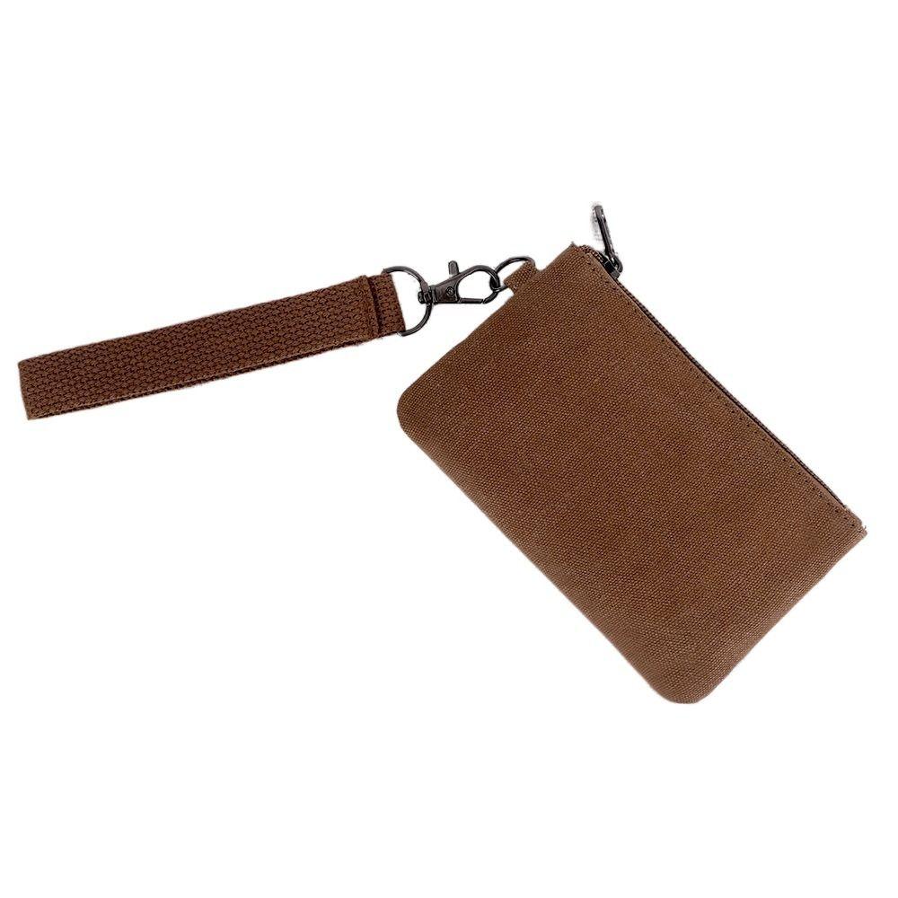 

Наручная сумка Сумка для мелочей с ремешком Сумка для хранения карт Повседневный холщовый кошелек для монет Мужская темный кофе