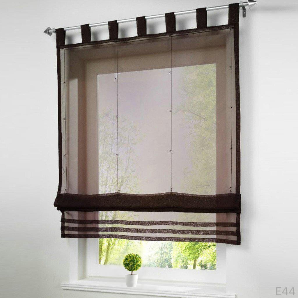 Farbe Halbvorhang für Küche/Schlafzimmer/Wohnzimmer Fensterdekoration Römisches Aufhängeschlaufen