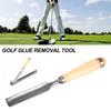 Golf Club Handle Tape Removal Stick with Wooden Handle Stainless Steel Golf Grip Tape Remover Tool Multifunctional Graphite/Steel Shaft Tape