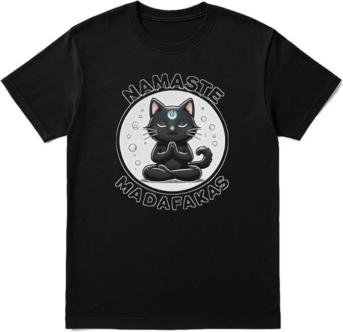 Namaste Madafakas T-Shirt – Funny Meditating Cat Tee XS