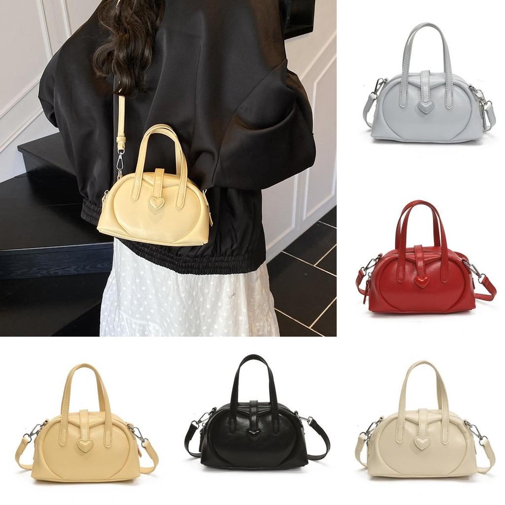Minimalist Pu Heart Handbag For Daily Casual Wear With Zipper Closure