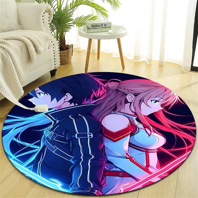 1pc Sword Art Online1 Design Printed Area Round Carpet for Bedroom Living Room Home Decor Rugs Mat Non Slip Mat Rug for Bedside