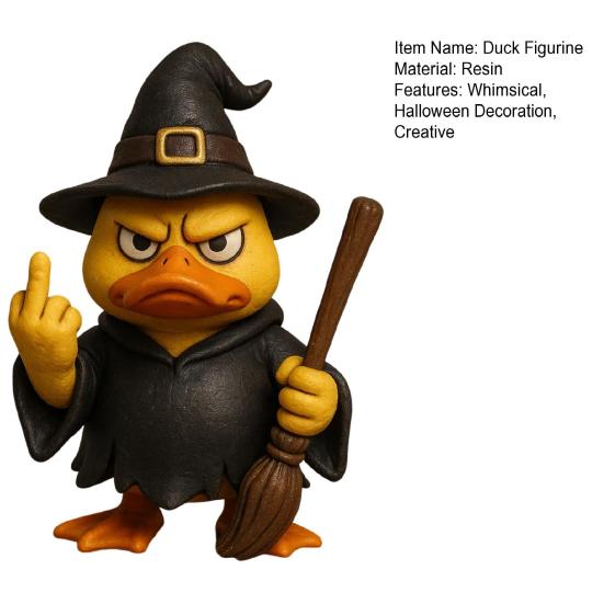 Wizard Duck Figurine Resin Middle Finger Ducks Tabletop Centerpiece Halloween Collectible Ornament for Home Decor