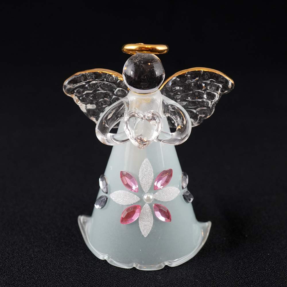 Fourcart Cute Handmade Glass Little Prima Angel Bell Set of 6