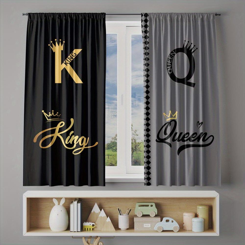 2pcs Insulated Blackout Letter Print Curtains – Machine-Washable Polyester for Bedroom   Living Room & Kitchen – Great Gift