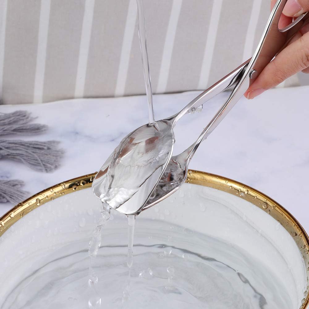 2 Pack 7-Inch Food Tongs for Serving, Thickening 304 Stainless Steel Flatware Buffet Tongs for Salad Cake Bread BBQ, Kitchen Scissor Cooking Tongs,