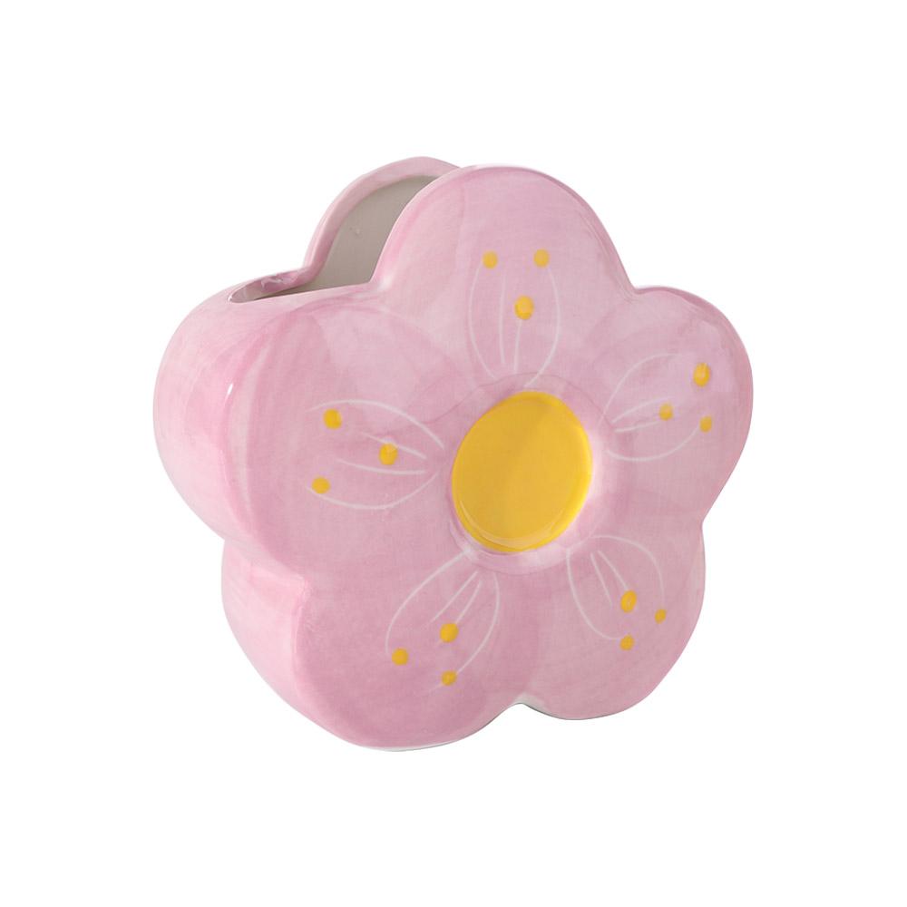 Multi-functional Ceramic Flower Shaped Vase Desktop Ornament Colorful Pen Container Makeup Brush Holder Storage Tank