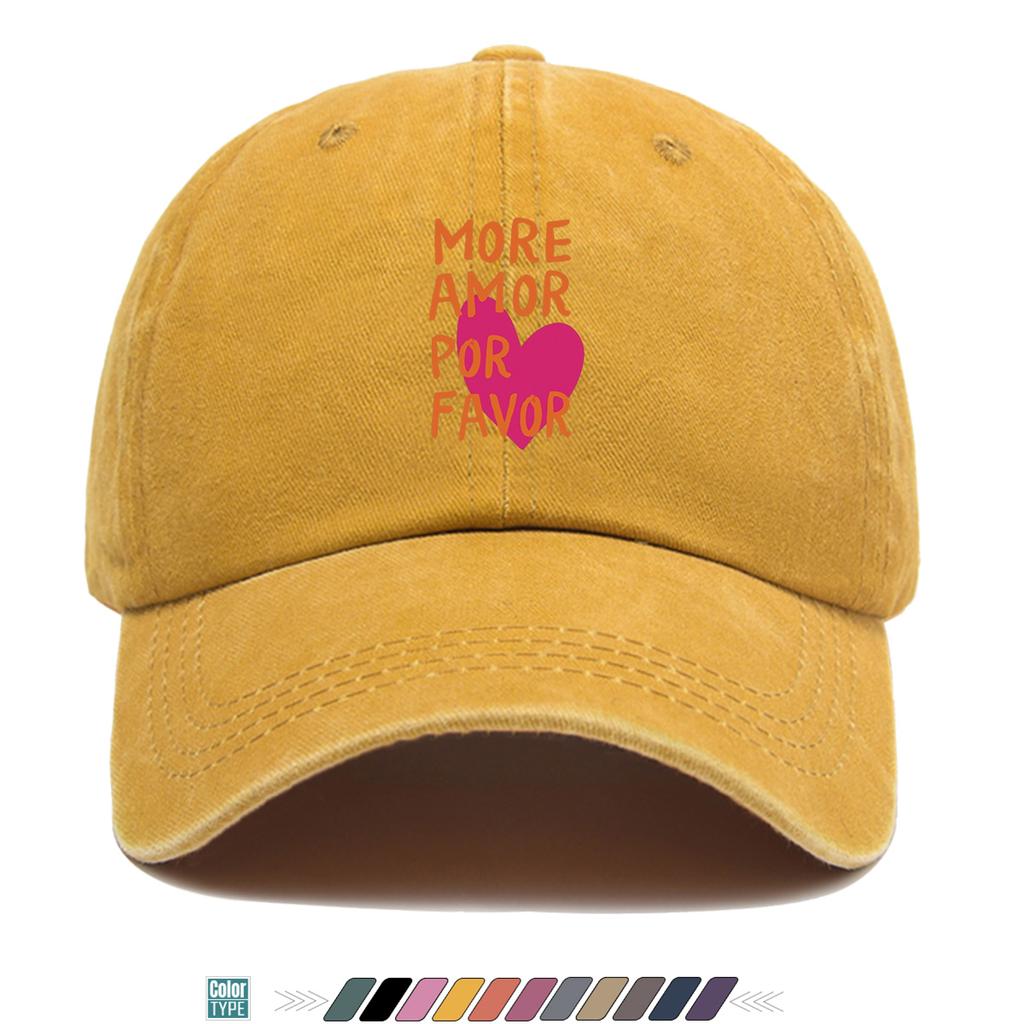Pc MORE AMOR POR FAVOR Spanish Lettering Baseball Cap  Adjustable Duckbill Hat with Heart Print  Buckle Closure Lightweigh
