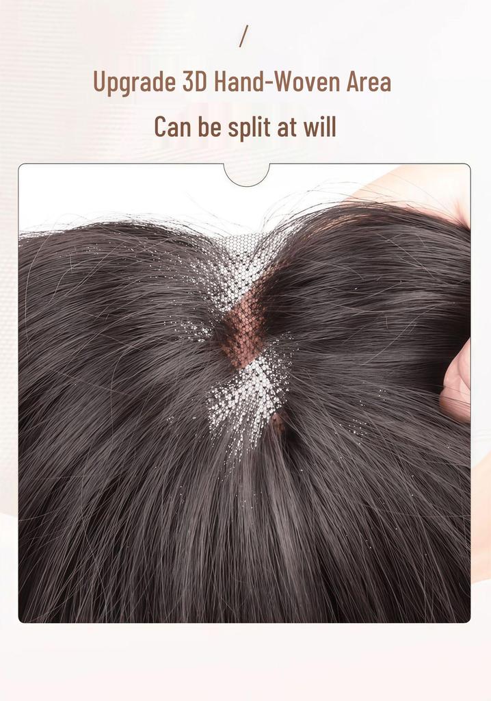 Natural Black Long Straight Hand-Woven Lace Wig Cap - Realistic Invisible Hairpiece for Daily Wear