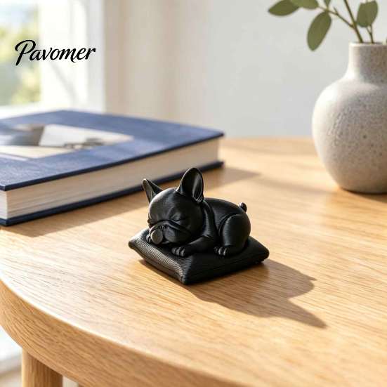 Sleeping Frenchie Sculpture French Bulldog Figurine, 3D Printed Small Dog Statue, Cute Collectibles for Enthusiasts Home, Office, Desktop, Car