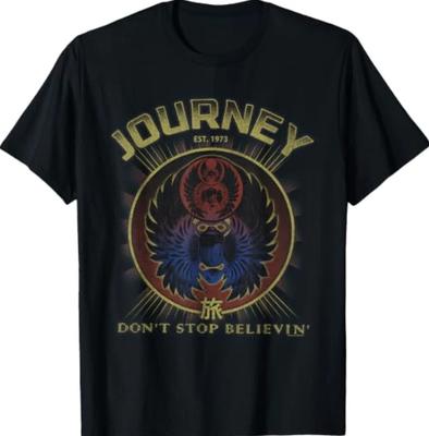 Journey Gold Μην Σταματάς να Πιστεύεις Λογότυπο Σκαραβαίος Βίντατζ Μπάντα T-Shirt