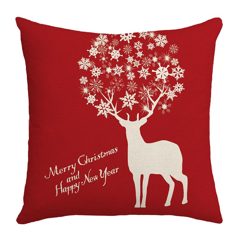 Red Christmas Pillow Cover Polyester Letter Print Home Sofa Pillow Cover Cushion