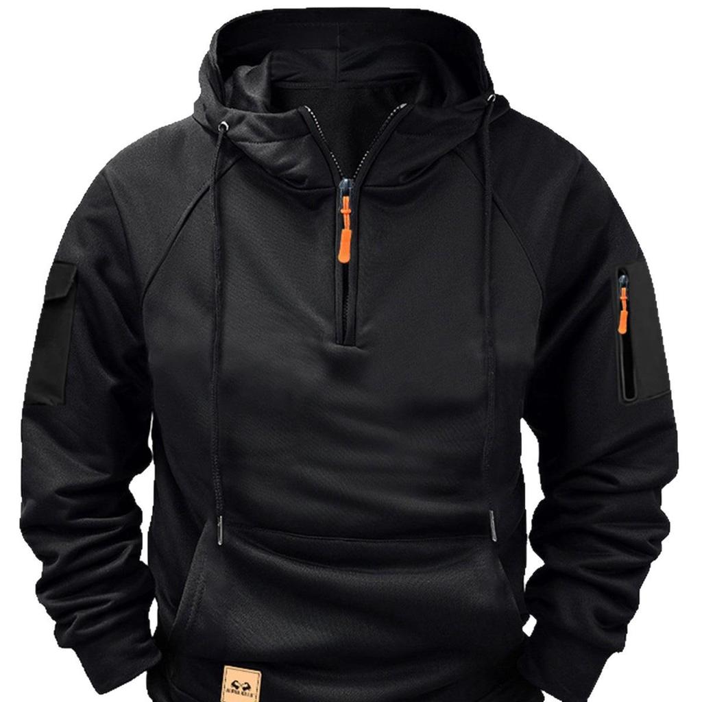 TEMU Men's Winter Multi-Pocket Zipper Hoodie Sweatshirt Jacket