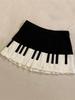 Spring Black White Spliced Women Short Skirt 2025 Y2k Slim Design Harajuku Mini Skirt Female Empire Korea Style Chic Piano Skirt