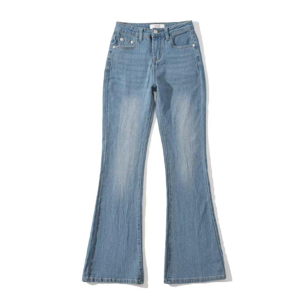 

2025 Spring Women s Slim Straight-Leg Floor-Length Micro-Flare Jeans Large синий