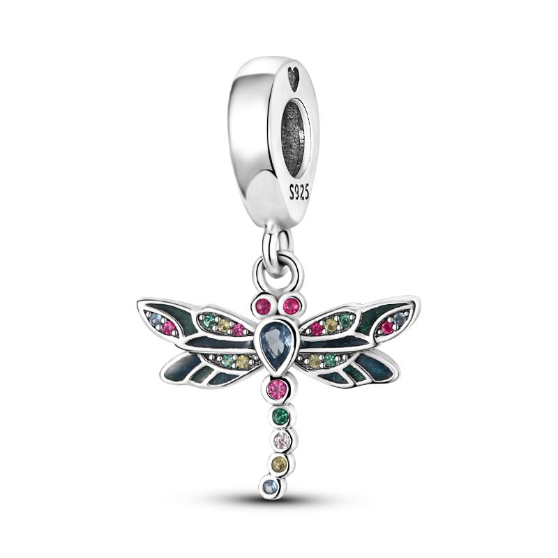 Copper Butterfly Ladybug Cactus Lucky Four Leaf Clover Dangle Charm Beads Fit Charm Bracelet Original Jewelry