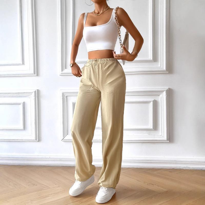 

Длинные брюки в повседневном и простом стиле для женщин на весну и лето XL абрикосовый