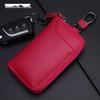 "Fashionable Large Capacity Cowhide Car Key Bag with Zipper for Men and Women"