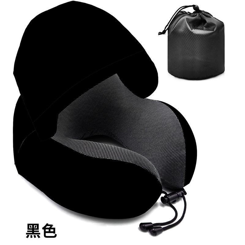 Multi-functional Hooded Memory Foam Travel Pillow - Portable U-Shaped Neck Support for Airplane & Office Nap