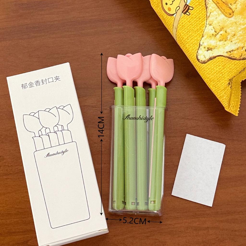 5 Pcs Tulip magnetic sealing clip, moisture-proof and fresh-keeping clip,divine tool for snack sealing clip