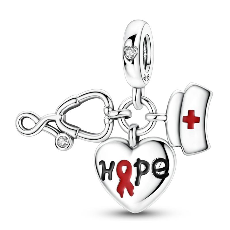 925 Sterling Silver Charms Nurse Hat Stethoscope Doctor Coat Uniform Pendant Fit Original Bracelet For Women DIY Jewelry Gift