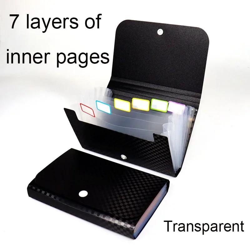 Small File Wallet Receipt Folder A6 Accordion Folder 7-layer 13-layer File Case Waterproof with Self-adhesive Index Tabs