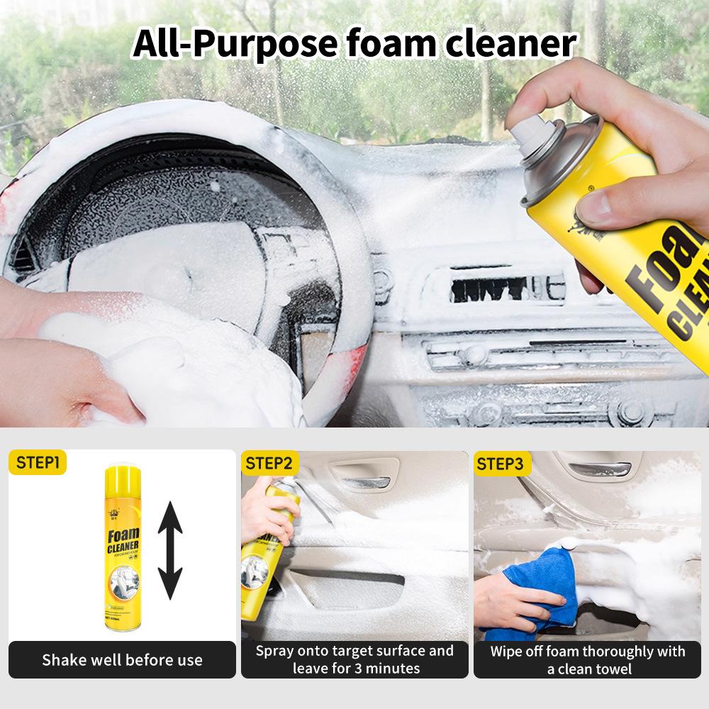 650ml Foam Cleaner Multi-purpose Cleaner Suitable for Car Interior Cleaning RV Interior Cleaning Kitchen Stain Cleaner with Attached Brush