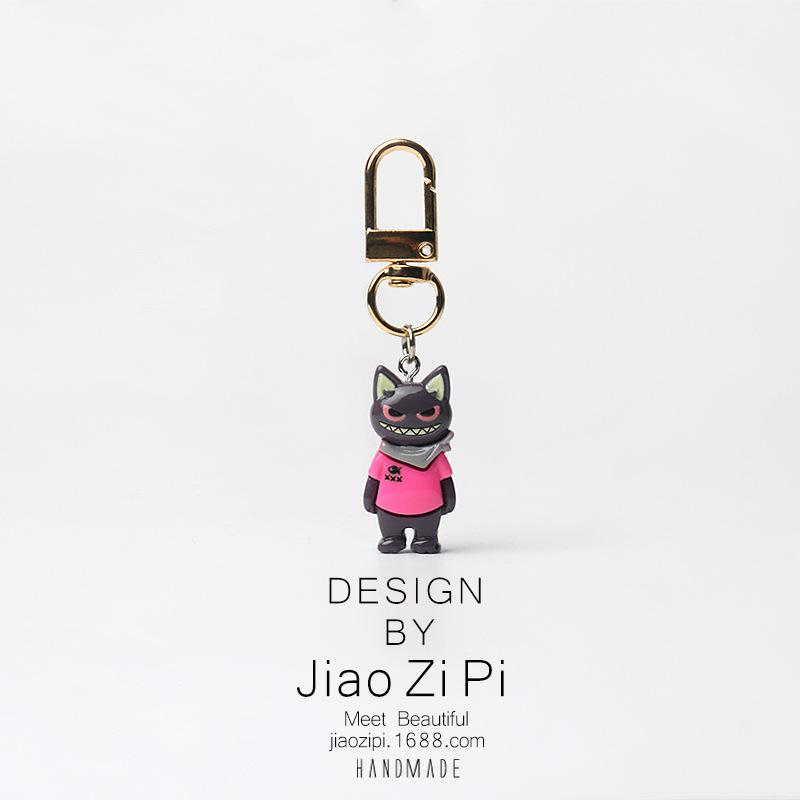 Trendy Funny Street Cat Keychain Creative Bag Jewelry Pendant Personalized Cartoon All-match Daily Accessories