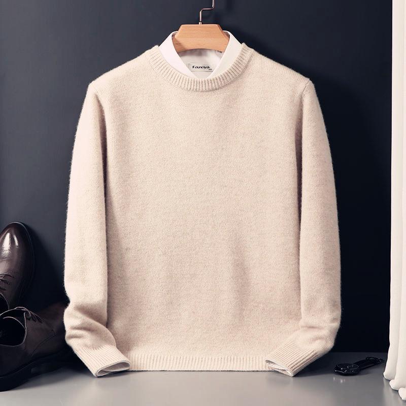 Men's Slim Fit Crew Neck Knit Sweater - Korean Style Casual Autumn/Winter Pullover