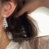 Trendy Silver Rhinestone Dangle Earrings Gold Alloy Christmas Tree Earrings Christmas Ear Drop Christmas Earrings Gift