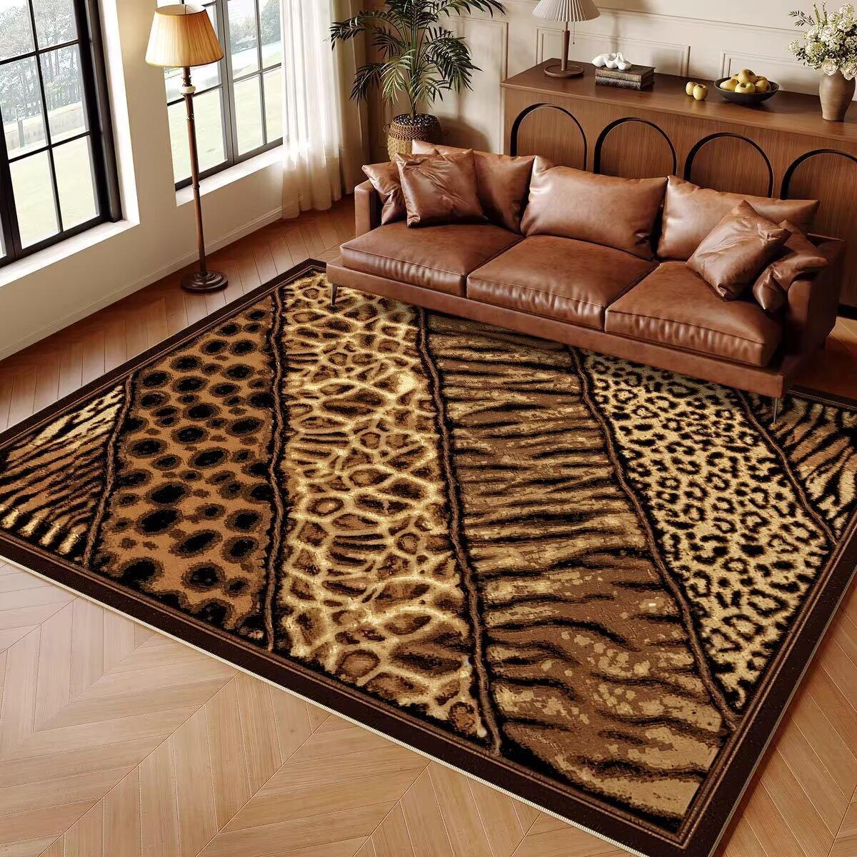 Luxe Stijlvolle Dierenprint Tapijttegel Tijger Zebra Luipaard Vloerkleed Bruin Zwart Goud Woonkamer Bankgedeelte Huisdecoratie Modern Tapijt 50X80CM