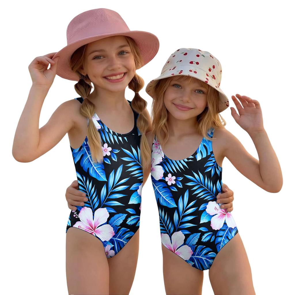 Girls One Piece Swimsuit Summer Kids Swimwear Beachwear Hawaiian Print Casual Fashion Swim Suit for Children