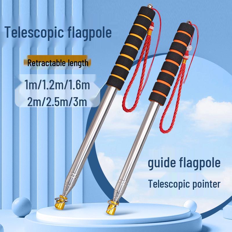 Cabo Telescópico de Aço Inoxidável para Mastro de Bandeira: Guia ao Ar Livre, Comando de Treinador e Bastão Apontador de Ensino