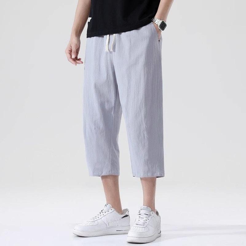 

Summer Casual Linen Short Pants Cotton Straight Mens Lightweight Shorts Large Solid Color Gym Fifth Beach Short Pants 5XL світло-сірого кольору