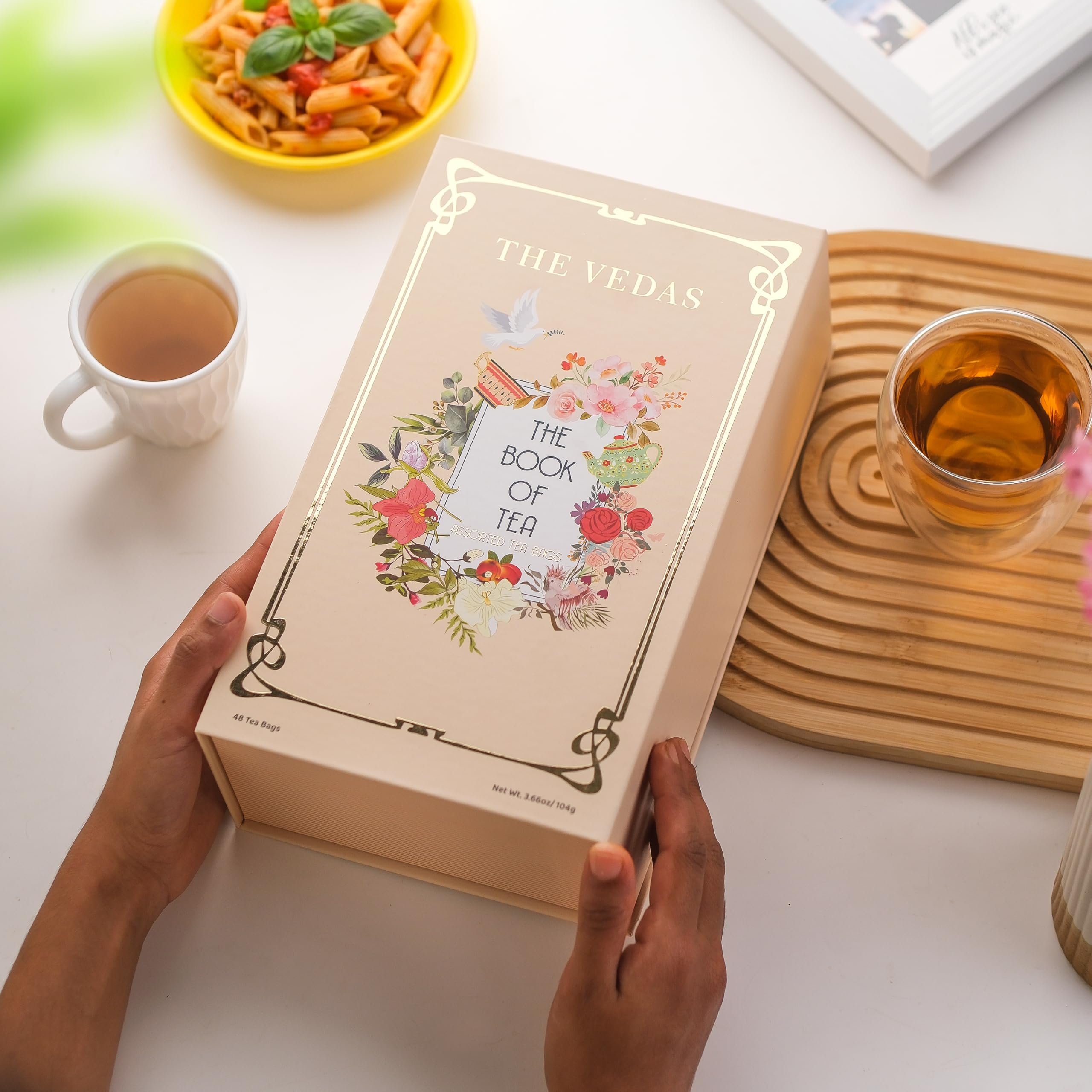 

The Vedas Book Of Tea Gift Set | Assorted Tea Bags| Hamper Box | 48 Teabags | 12 Exotic Herbal Tea Blends | Corporate Gifting