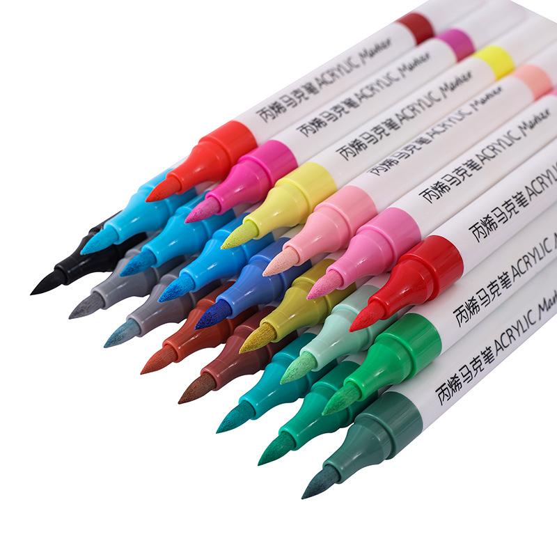 24/48/72 Colors Dual Tip Acrylic Markers Set Soft Head Brush Pen, No Smudge