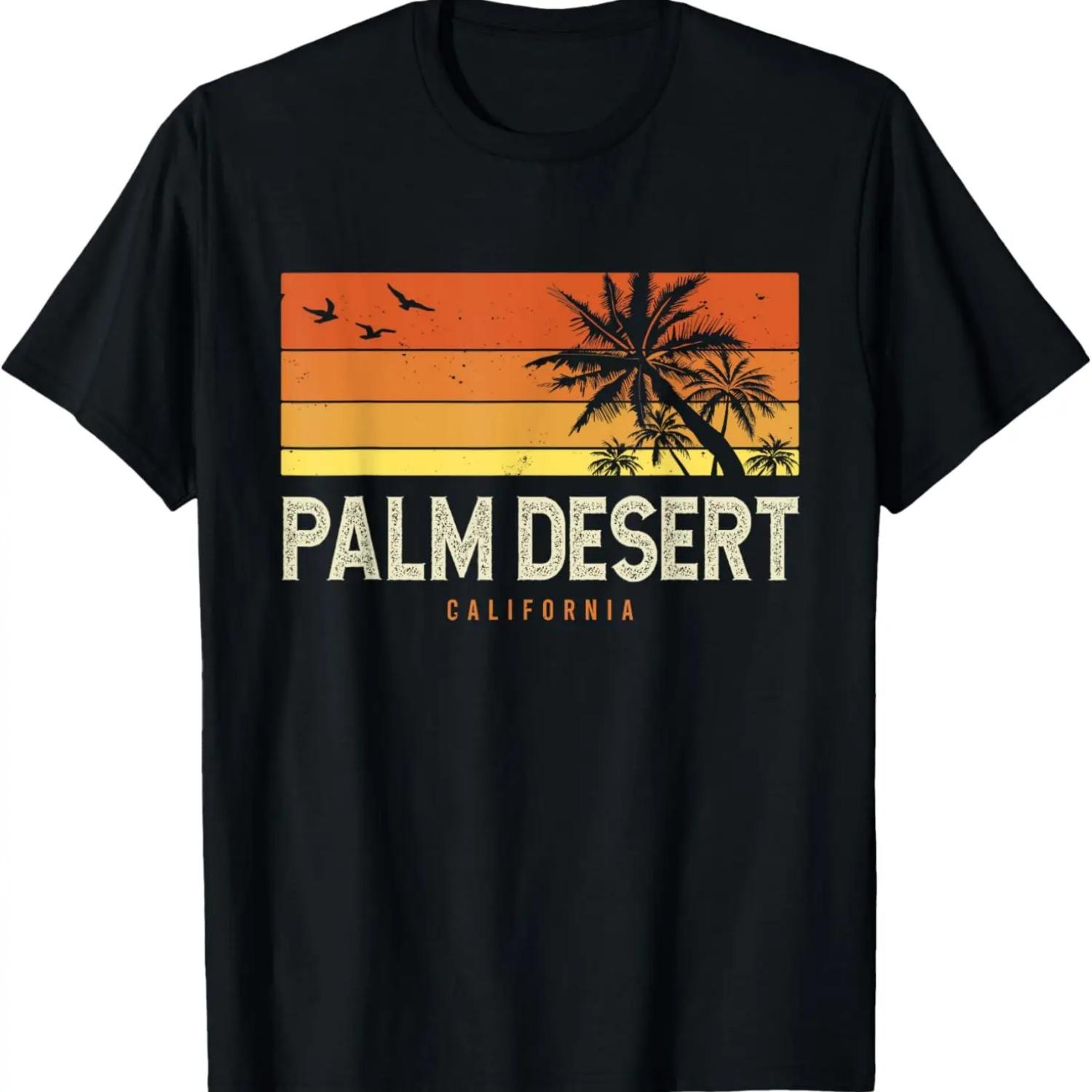 Retro Palm Desert California CA Vintage Palms Sunset T-Shirt S чёрный