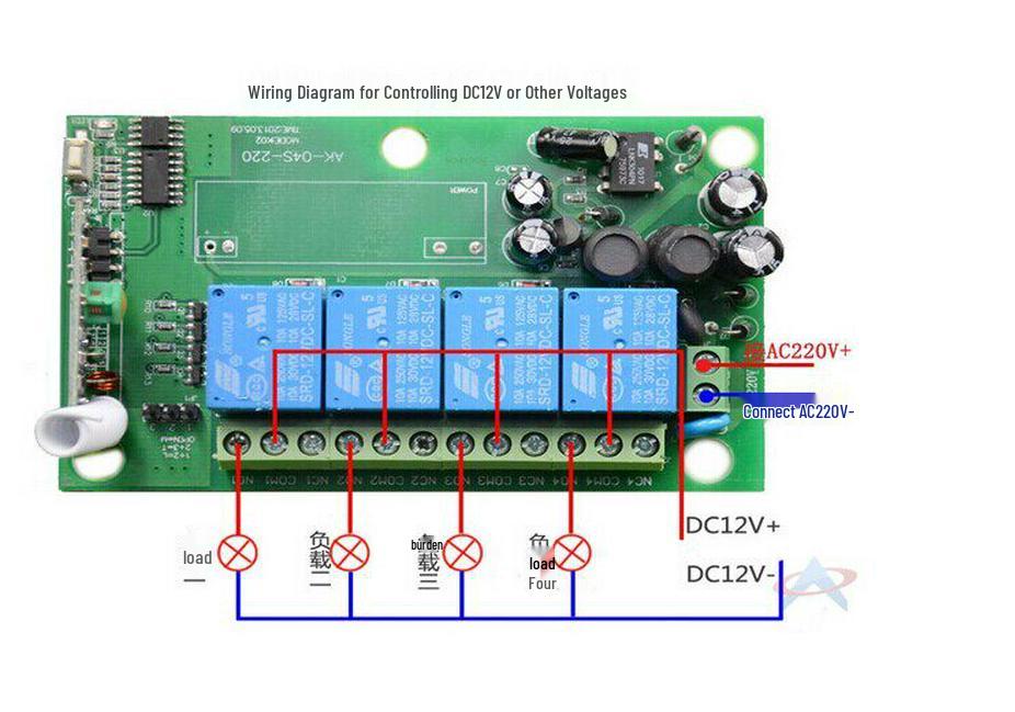 High-End 4-Button 220V Smart Wireless Remote Control: Jog, Self-Locking, Interlocking, and Selectable Modes.