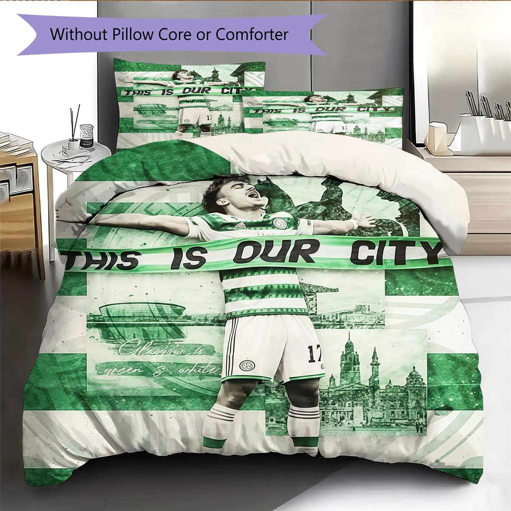 Juego de Funda Nórdica y Colcha del Celtic Football Club Funda de Colcha Funda de Almohada Decoración del Hogar Regalo de Cumpleaños (1 * funda nórdica + 2 * fundas de almohada, sin núcleo)