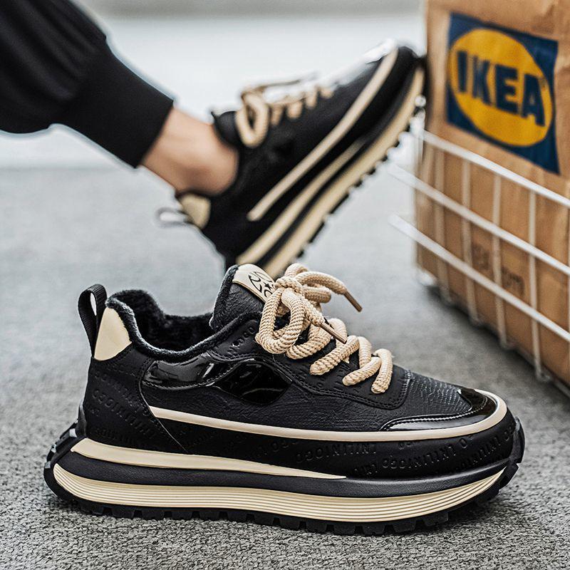 

European Men s Winter Fleece-Lined Black Dad Sneakers Standard Option