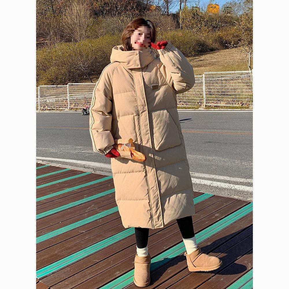 

College Style Hooded Cotton Dress for Women, Mid-Length, Winter Fashion, Over-the-Knee, Thick Cotton Coat S recommends 80-50kg