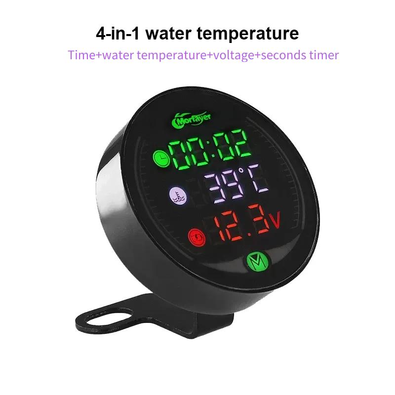 9-24V Waterproof 5-In-1 Motorcycle Led Night Vission Multi-function Voltmeter For Volatge Timer Temperature Usb Charger