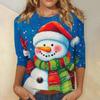 Christmas Limited Edition Women's 3D Snowflake and Snowman Print Round Neck Long Sleeve Hoodies Fashion Casual Long Sleeve Top