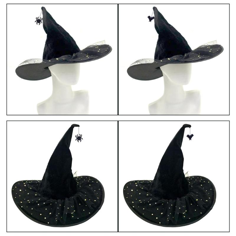Witch Hat 36cm High Pointed Wizard Hat Halloween Dress up Hat Witch Costume Accessories for Women Men Masquerade Cosplay
