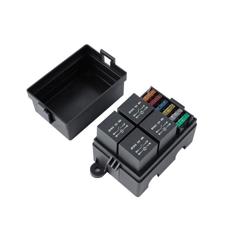12V/24V 40A 4/5 Pin 6-Way Fuse Relay Box 4 Relay Holder Standard ATO Fuse Block with Free Assembly for Car Motorcycle Relays 5
