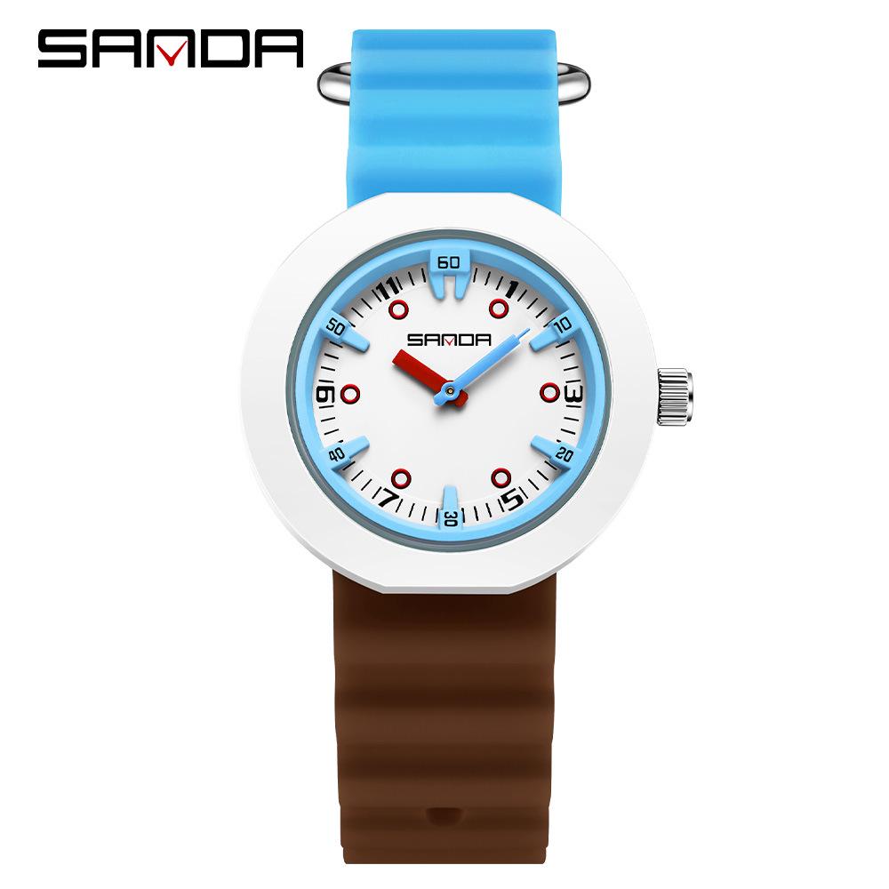 Sanda Luminous Quartz Wristwatch: Waterproof, Colorful Contrast, Ideal for Exams, Student-Friendly Children s Watch.