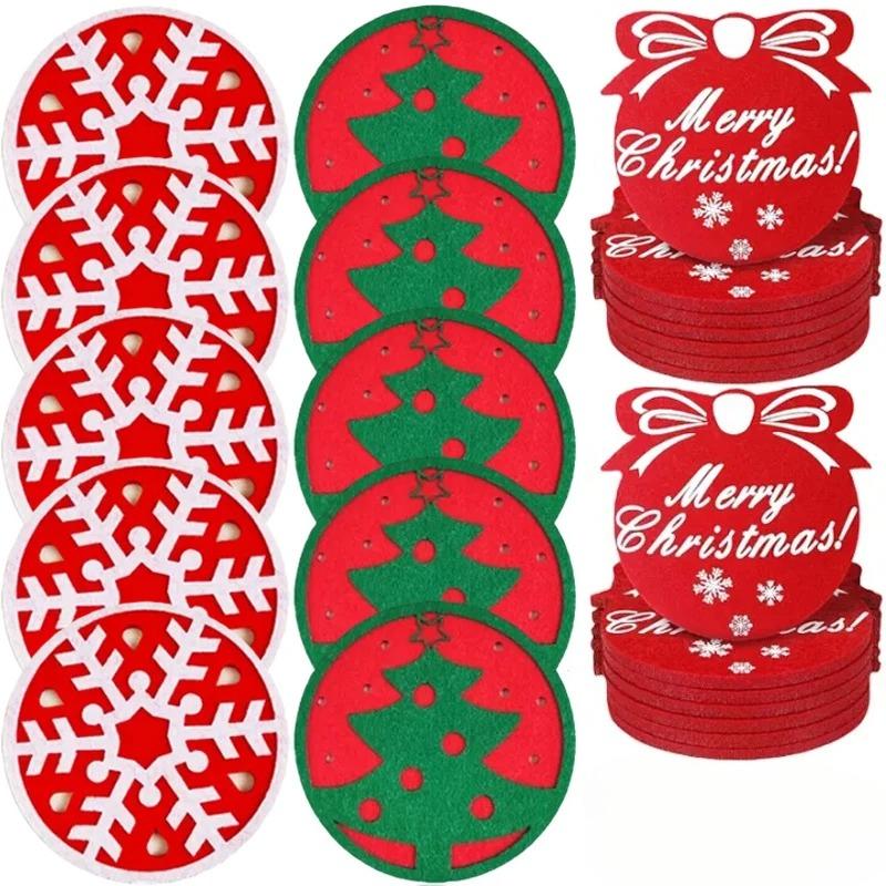 1-10PCS Fun Christmas Coasters, Snowflake Shape and Christmas Tree Design, for Christmas Party Decorations Cup Coaster